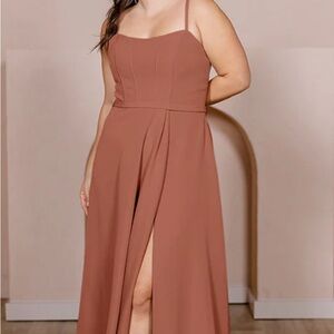 Nova Crepe Dress - Bridesmaids Dress by Revelry - size 22 - Cinnamon Rose